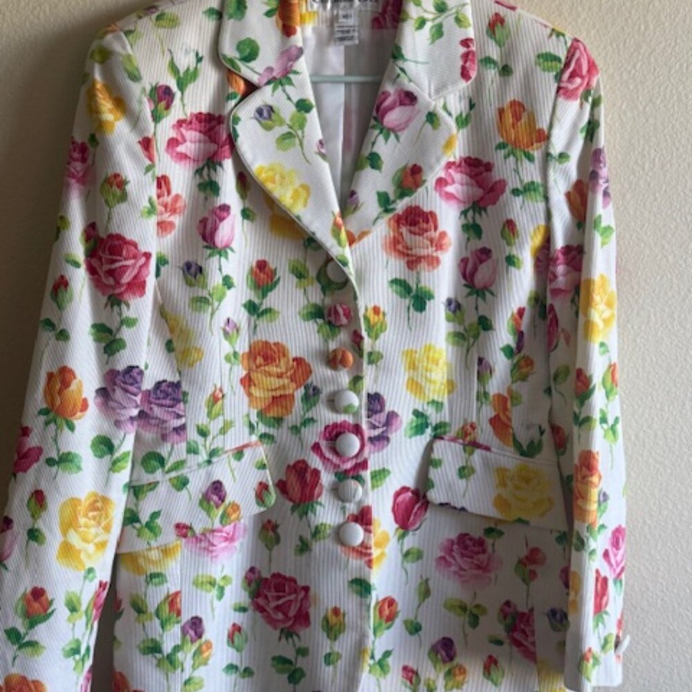 Vintage Christian Dior Easter Floral Print Blazer/skirt - Picture 2 of 8